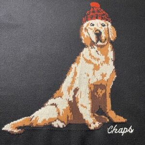 Chaps by Ralph Lauren Men’s Dog Graphic Knit Sweater Size Large L NWT Jet Black